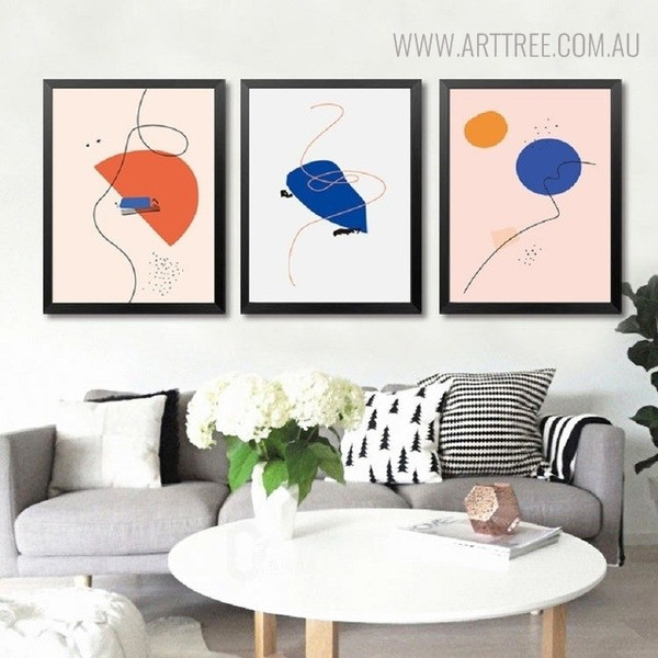 Semi Circle Modern Abstract Geometric Painting Print for Living Room Wall Equipment
