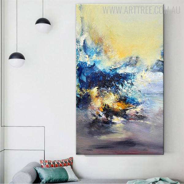 Ultramarine Abstract Modern Texture Framed Knife Artwork for Living Room Wall Decor