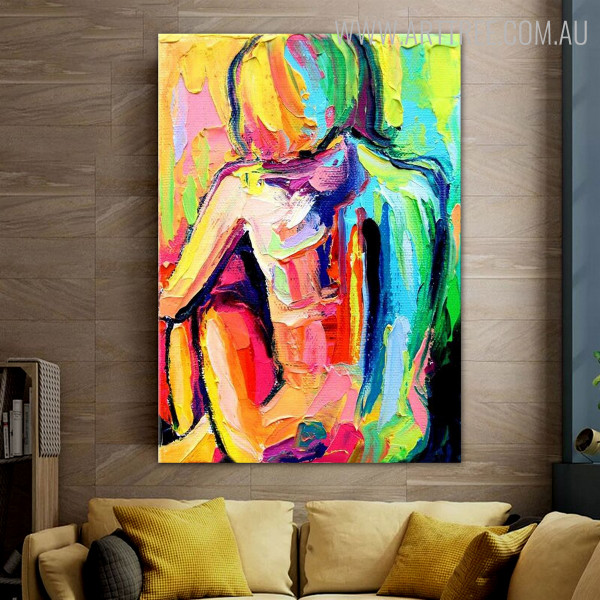 Nude Girl Abstract Figure Framed Knife Effigy for Room Wall Disposition