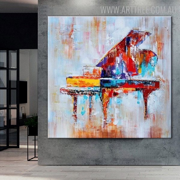 Piano Abstract Heavy Texture Framed Heavy Texture Artwork for Room Wall Getup