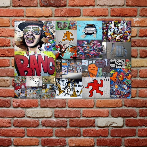 Double Face Graffiti Street Art Collage