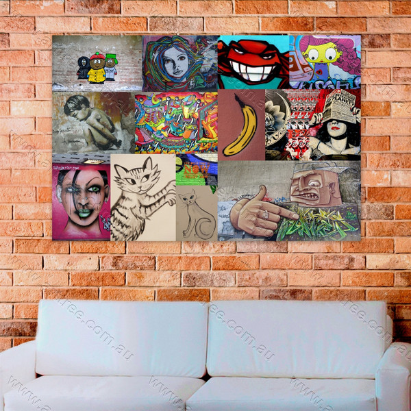 Banana Graffiti Street Art Collage