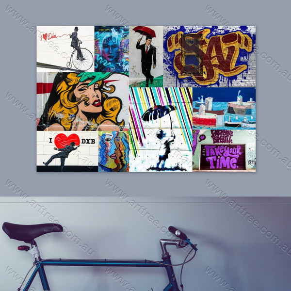 Umbrella Men Urban Graffiti Collage