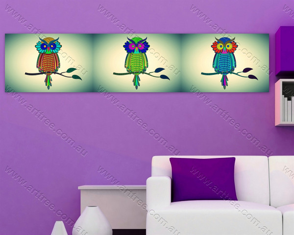 Multi color Owls on Branch