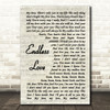 Lionel Richie & Mariah Carey Endless Love Vintage Script Song Lyric Quote Print