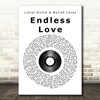 Lionel Richie & Mariah Carey Endless Love Vinyl Record Song Lyric Quote Print