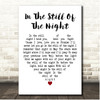 The Five Satins In The Still Of The Night White Heart Song Lyric Print