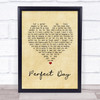 Lou Reed Perfect Day Vintage Heart Song Lyric Quote Print