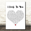 Whitney Houston I Look To You White Heart Song Lyric Print