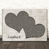 RAT BOY Laidback Black & White Two Hearts Song Lyric Print