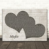 Shinedown Misfits Black & White Two Hearts Song Lyric Print