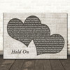 Chord Overstreet Hold On Black & White Two Hearts Song Lyric Print