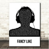 Walker Hayes Fancy Like Black & White Man Headphones Song Lyric Print