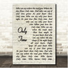 Enya Only Time Vintage Script Song Lyric Print