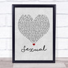NEIKED Sexual Grey Heart Song Lyric Quote Print