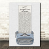 Van Morrison Angeliou Blue Grey Typewriter Song Lyric Print