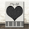 Billy Joel My Life Black Heart & Piano Keys Song Lyric Print