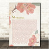 Maroon 5 Memories Dusky Pink Floral Script Song Lyric Print