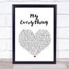 Owl City My Everything White Heart Song Lyric Quote Print