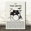 Rush Tom Sawyer Drum Kit Black Song Lyric Print
