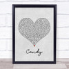 Paolo Nutini Candy Grey Heart Song Lyric Quote Print