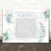 Nicole Hohloch A Little Peace Green & Gold Watercolour Leaves Song Lyric Print