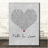 Barcelona Fall In Love Grey Heart Song Lyric Print