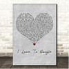 T. Rex I Love To Boogie Grey Heart Song Lyric Print
