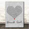 Chris Janson Drunk Girl Grey Heart Song Lyric Print