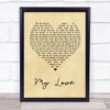 Route 94 feat. Jess Glynne My Love Vintage Heart Song Lyric Quote Print