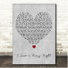 Eddie Rabbitt I Love a Rainy Night Grey Heart Song Lyric Print
