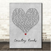 Hermes House Band Country Roads Grey Heart Song Lyric Print