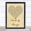 Scorpions Wind of Change Vintage Heart Song Lyric Quote Print