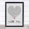 Sum 41 With Me Grey Heart Song Lyric Quote Print