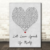 The Beautiful South Let Love Speak Up Itself Grey Heart Song Lyric Quote Print