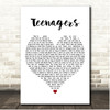 My Chemical Romance Teenagers White Heart Song Lyric Print