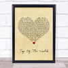 The Carpenters Top Of The World Vintage Heart Song Lyric Quote Print