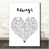 Patsy Cline Always White Heart Song Lyric Print