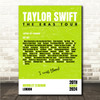 Concert Setlist Poster Print Canvas Bright Green - Any Artist, Date, Gig, Venue