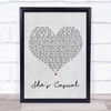 The Hunna She's Casual Grey Heart Song Lyric Quote Print