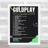 Coldplay - Concert Setlist Gig Poster Print Canvas Black Green - Croke Park Dublin Ireland - Sept 2nd 2024