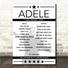 Adele - Concert Setlist Poster Print Canvas - The Colosseum - Caesars Palace, Las Vegas, NV, USA - June 1st 2024
