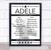 Adele - Concert Setlist Poster Print Canvas - The Colosseum - Caesars Palace, Las Vegas, NV, USA - June 1st 2024