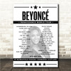 Beyonce - Concert Setlist Poster Print Canvas - BT Murrayfield Stadium, Edinburgh, Scotland - May 20th 2023