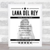 Lana Del Rey - Concert Setlist Poster Print Canvas - Victoria Park, London, England - June 17th 2012