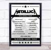 Metallica - Concert Setlist Poster Print Canvas - Val de Moine, Clisson, France - June 29th 2024