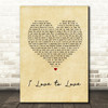 Tina Charles I Love to Love Vintage Heart Song Lyric Quote Print