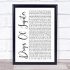 Train Drops Of Jupiter White Script Song Lyric Quote Print