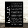 Westlife Unbreakable Black Script Song Lyric Quote Print