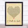 William Michael Morgan I Met A Girl Vintage Heart Song Lyric Quote Print